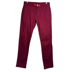 Topo Design Maroon Organic Cotton Jeans Pants Designed In Colorado Belt Sz S I15